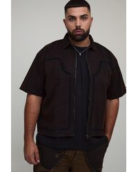 BoohooMAN - Plus Bleach Wash Carpenter Shirt - Lyst