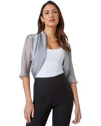 Roman - Ruched Hem Chiffon Bolero - Lyst