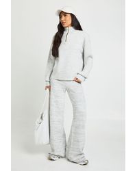 Boohoo - Tall Super Soft Zip Neck Oversized Jumper And Wide Leg Trouser Co-Ord - Lyst