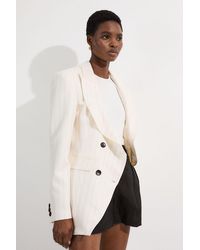 Karen Millen - Pinstripe Double Breasted Waisted Tailored Jacket - Lyst