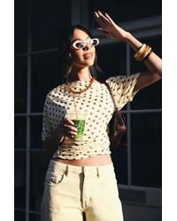Boohoo - Polka Dot Off The Shoulder T-Shirt - Lyst