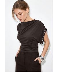 Bianco Lucci - Fitted Crop Boat-Neck Blouse - Lyst