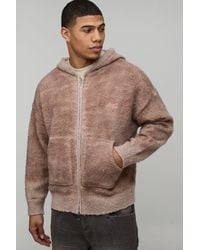 BoohooMAN - Relaxed Boxy Ombre Boucle Knitted Hoodie - Lyst