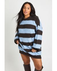 Boohoo - Plus Chunky Knit Oversized Crew Neck Jumper - Lyst