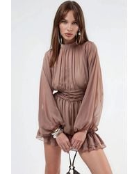 Msn-Collection - Frilly Turtleneck Mini Dress - Lyst