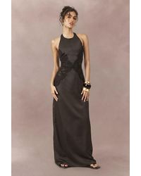 Boohoo - Satin & Lace Contour Panel Maxi Dress - Lyst