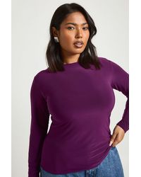 Boohoo - Plus Double Layer Slinky Long Sleeve T-Shirt - Lyst
