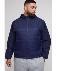 BoohooMAN - Plus Regular Fit Lightweight Quilted Hooded Jacket - Lyst