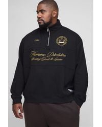 BoohooMAN - Plus Oversized Boxy Homme Quarter Zip Funnel Neck Sweatshirt - Lyst