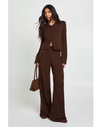 Boohoo - Tall Collar Detail Button Down Knitted Cardigan And Straight Leg Trouser Co-Ord - Lyst
