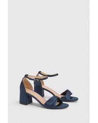 Wallis - Wide Fit Sophia Satin Soft Twist Medium Block Heel Sandals - Lyst