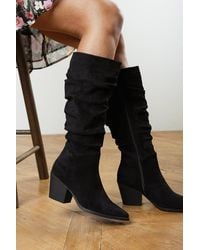 Where's That From - Wheres Drelia Ruched Western Knee High Boot - Lyst