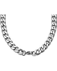 The Jewellery Stockroom - Stainless Steel Flat Curb Chain Necklace - Lyst