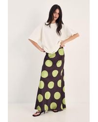 Nasty Gal - Satin Polka Dot Bias Maxi Skirt - Lyst