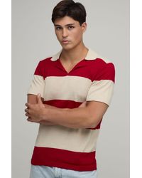 BoohooMAN - Regular Fit Revere Striped Knitted Polo - Lyst