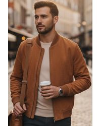 Infinity Leather - Goat Suede Ma-1 Bomber Jacket-North - Lyst