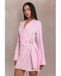 Boohoo - Buckle Detail Tie Waist Tailored Blazer Dress - Lyst