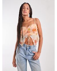 Pink Vanilla - Distressed Mesh Butterfly Cami Top - Lyst