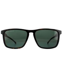 BOSS - Square Dark Havana Sunglasses - Lyst