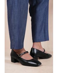 Where's That From - Wheres 'Oslo' Wide Fit Low Block Heel With Strap And Square Toe - Lyst