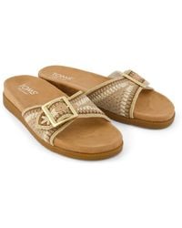 TOMS - Marin Slide Textil Damen Dunkelbeige Sandalen - Lyst