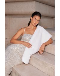 Quiz - Thick Faux Fur Wrap - Lyst
