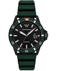 Emporio Armani - Silicone And Steel Quartz Watch - Lyst