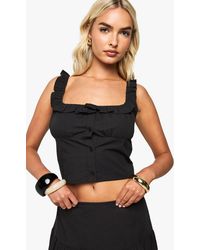 Boohoo - Cotton Poplin Down Crop Top - Lyst
