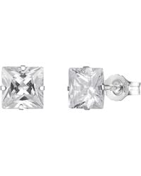 The Jewellery Stockroom - Sterling Square 5Mm Cubic Zirconia Stud Earrings - Lyst