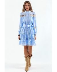 Msn-Collection - Belted Lace Mini Dress - Lyst
