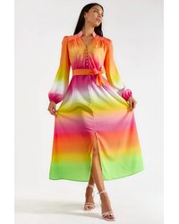 Msn-Collection - Ombre Maxi Dress With Belt - Lyst