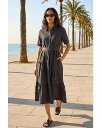 Roman - Button Detail Tiered Midi Dress - Lyst