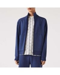 Lacoste - Men's High Neck Zip-up Sweatshirt In Blue - Lyst