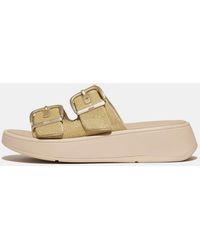Fitflop - Fit Flop F-Mode Buckle Shimmerlux Sliders - Lyst