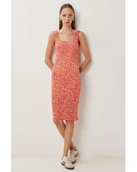 Happiness İstanbul - Floral Printed Sleeveless Midi Dress With U Collar - Lyst
