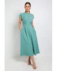 PRINCIPLES - Structured Ruched Button Through Maxi Dress - Lyst