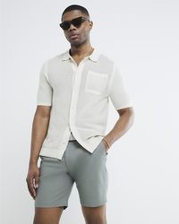 River Island - Chino Shorts Slim Fit Belted Cotton - Lyst