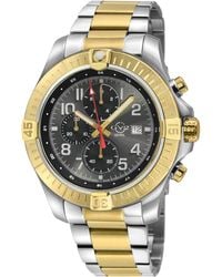 Gv2 - T38 Ss Case,Ipyg Bezel Ring, Enamel Dial With Print, 3 Sub Two Toned Ipyg/316L Staineless Steel Bracelet Watch - Lyst