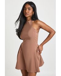 Boohoo - Halterneck Volume Skirt Mini Dress - Lyst