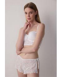 Penti - Cracked Floral Lace Push Up Bridal Crop Bustier - Lyst
