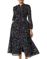 Hobbs - Erin Printed Long Sleeve Midi Dress - Lyst