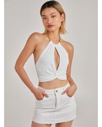 Pink Vanilla - Halterneck Chain Strap Crop Top - Lyst
