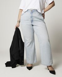 River Island - Straight Jeans Plus High Waisted Relaxed Cotton - Lyst