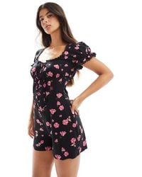ASOS - Spun Lace Trim Corset Waist Playsuit - Lyst
