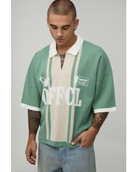 BoohooMAN - Oversized Boxy Moto Jacquard Knitted Polo - Lyst