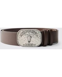 BoohooMAN - Pu Kansas City Western Buckle Belt - Lyst