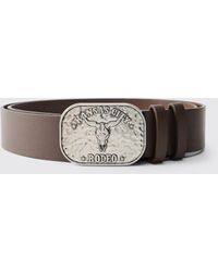 BoohooMAN - Pu Kansas City Western Buckle Belt - Lyst