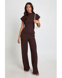 Boohoo - Crinkle Tie Back Top Wide Leg Trouser Co Ord - Lyst