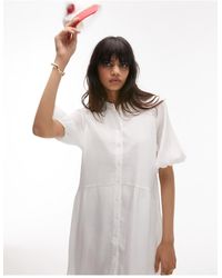 TOPSHOP - Textured Chuck On Mini Shirt Dress - Lyst