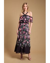 Oasis - Bow Detail Halter Neck Bardot Dress - Lyst